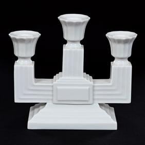 Candelabra, Art Deco, Marked Lenox Porcelain, Cream/White, Nice Form