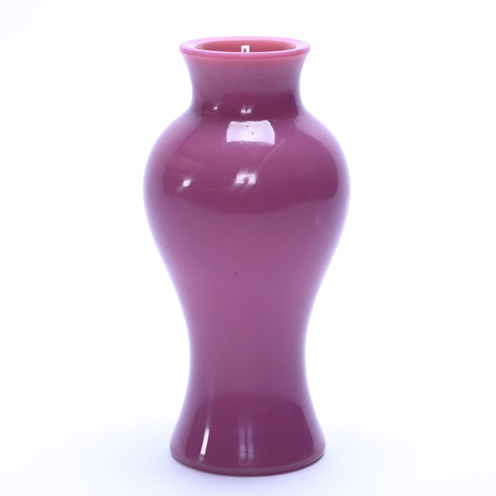 Vase, Solid Opaque Plum Art Glass, Unmarked (1 of 3)