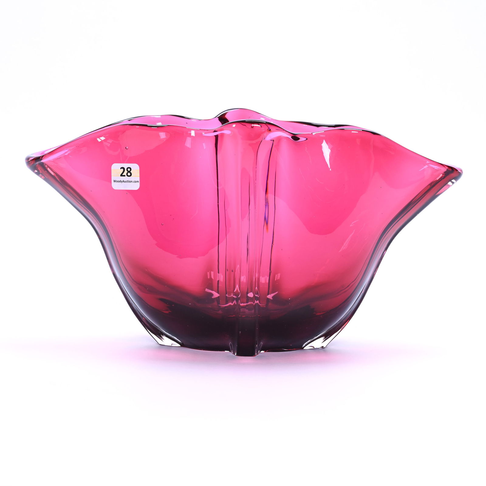 Cased Cranberry Art Glass Vase In Grotesque Style By Steuben (1 of 2)