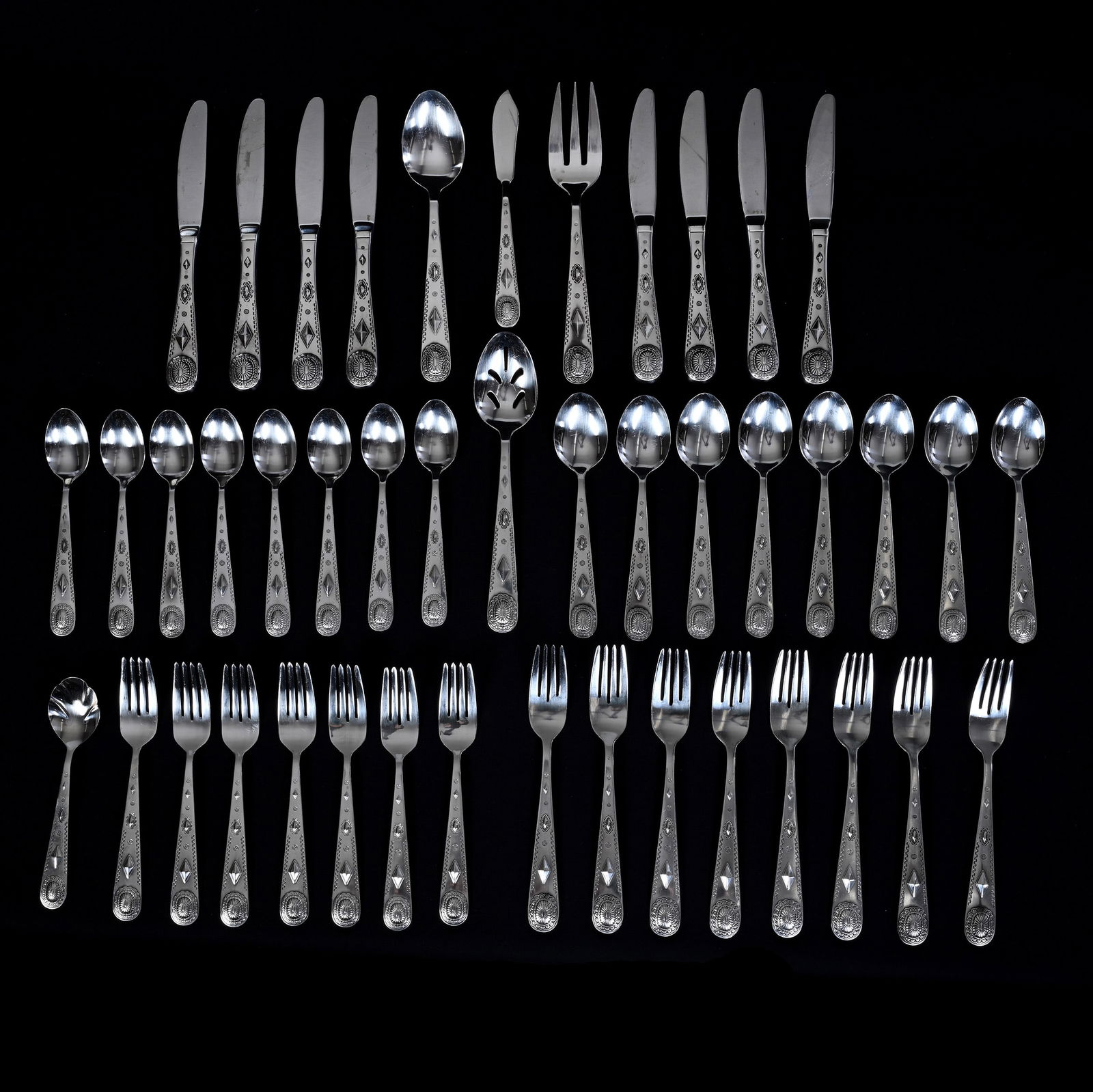 Stainless Flatware Set Marked Rogers Brothers Taos Pattern, 44 Piece Set (1 of 8)