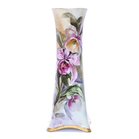 Vase Marked H & C Selb Bavaria, Hand Painted Orchid Decor