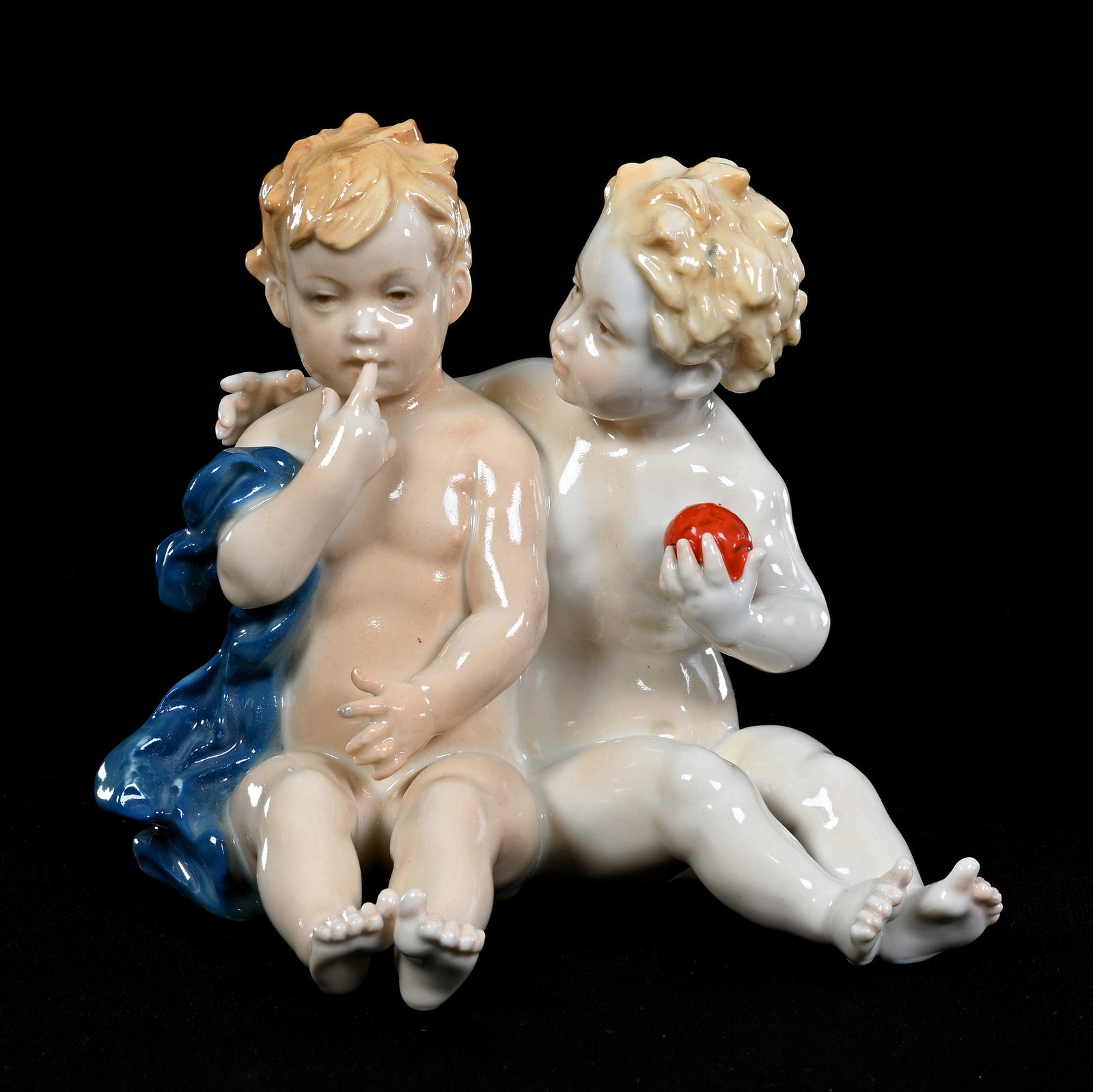 Porcelain Figural Group, Two Seated Babies (1 of 3)