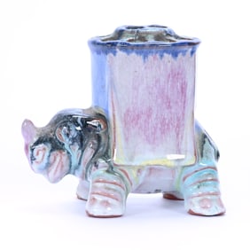 Figural Flower Frog Marked Erphila Art Pottery, German