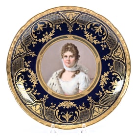 Plate With Dresden Crown Mark, Beautiful Hand Painted Portrait Of Queen Louise