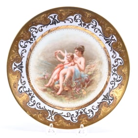 Plate Marked Beehive, Hand Painted Scene Titled "Amor Und Nymphe"