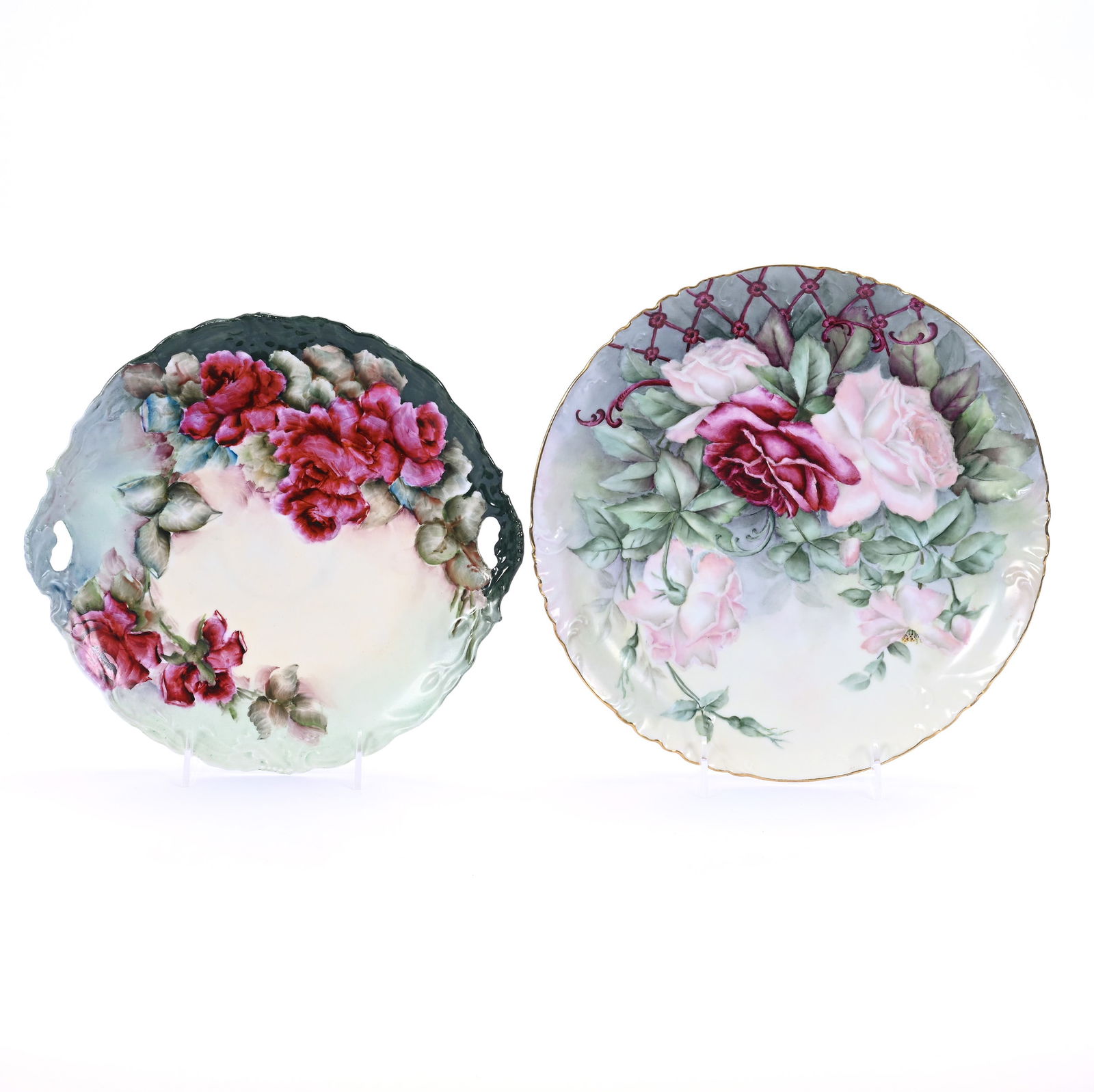 (2) Hand Painted Plates Marked Limoges, Both With Rose Decor (1 of 2)