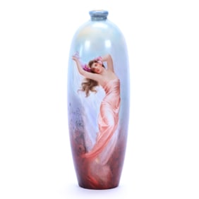 Vase Marked Bavaria, Hand Painted Scene Of Young Woman
