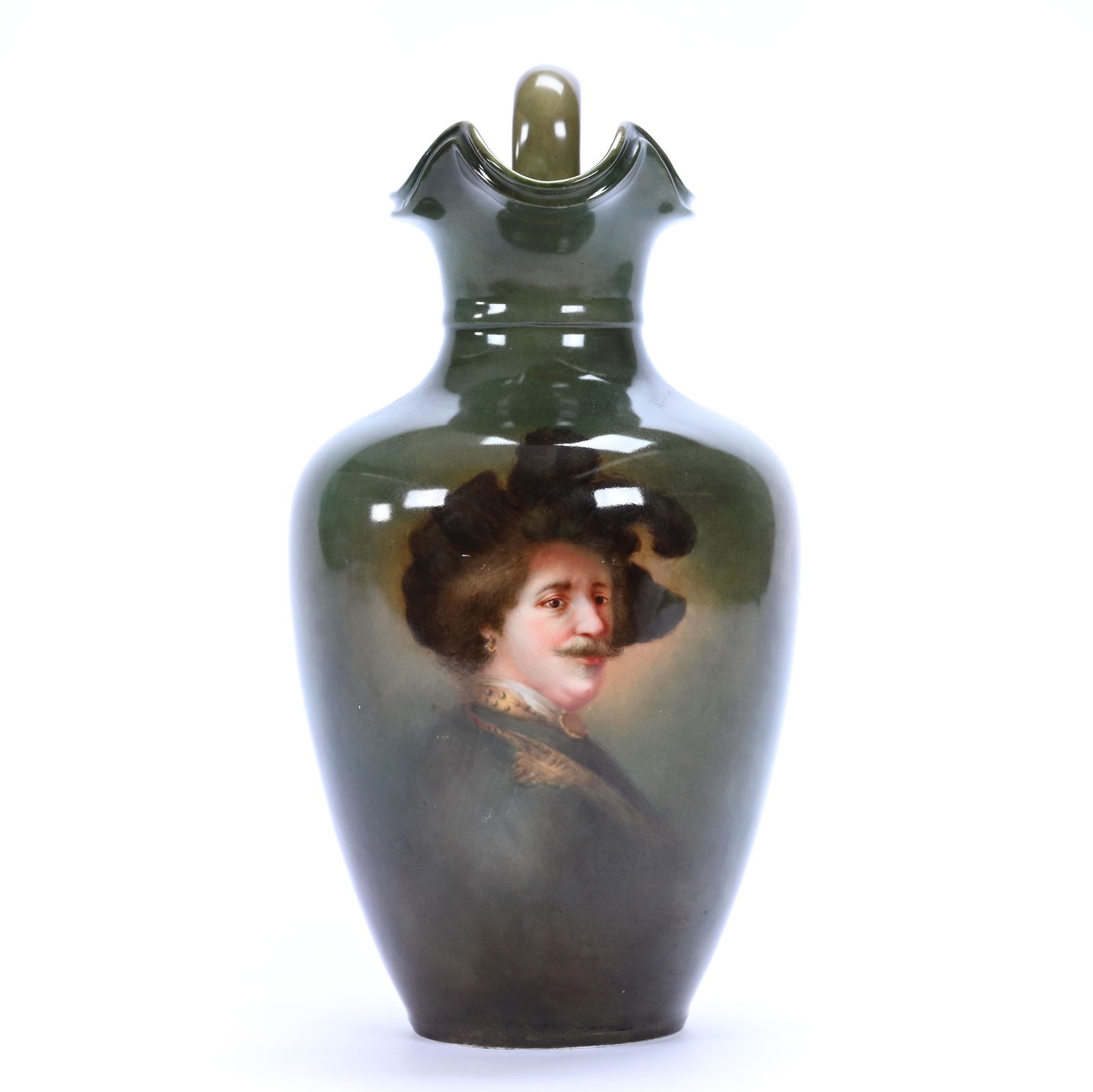 Handled Jug, Unmarked Bavaria, Green And Brown Tones (1 of 3)