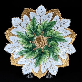 Plate, Meissen Blue Crossed Swords Mark, Leaf Mold