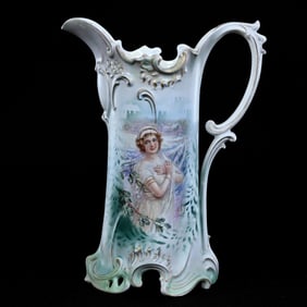 Tankard Marked R.S. Prussia, Winter Season Portrait Decor