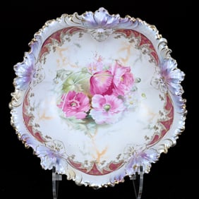 Bowl Marked R.S. Prussia, Mold #55, Pink Poppy Decor