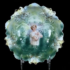 Bowl Marked R.S. Prussia, Iris Mold, Winter Season Portrait