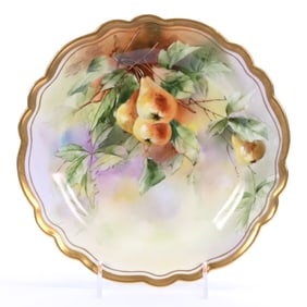 Plate, Marked Limoges, Hand Painted Pear Branch Decor