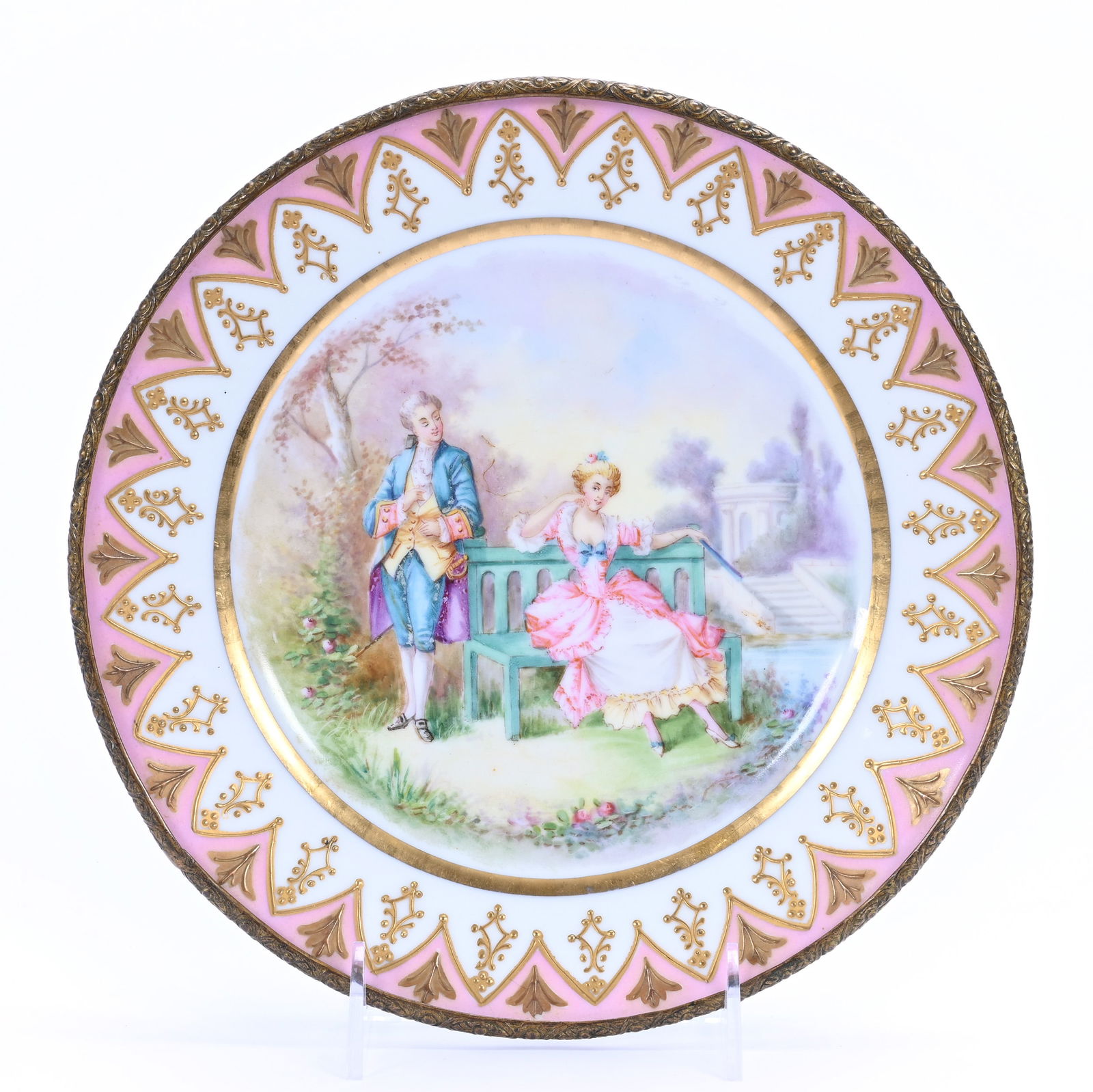 Plate Marked Sevres, Hand Painted Classic Courting Scene (1 of 2)