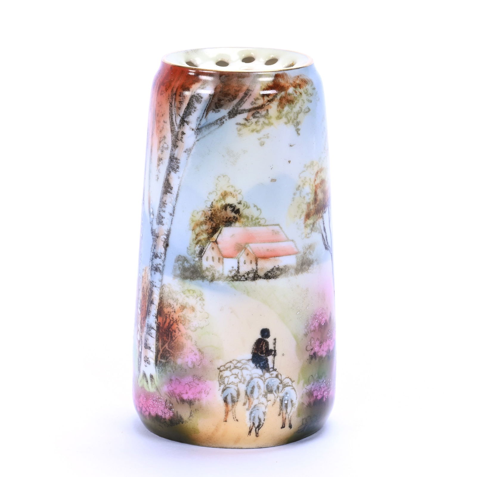 Hat Pin Holder, Marked R.S. Germany, Sheep Herder Scenic Decor (1 of 4)