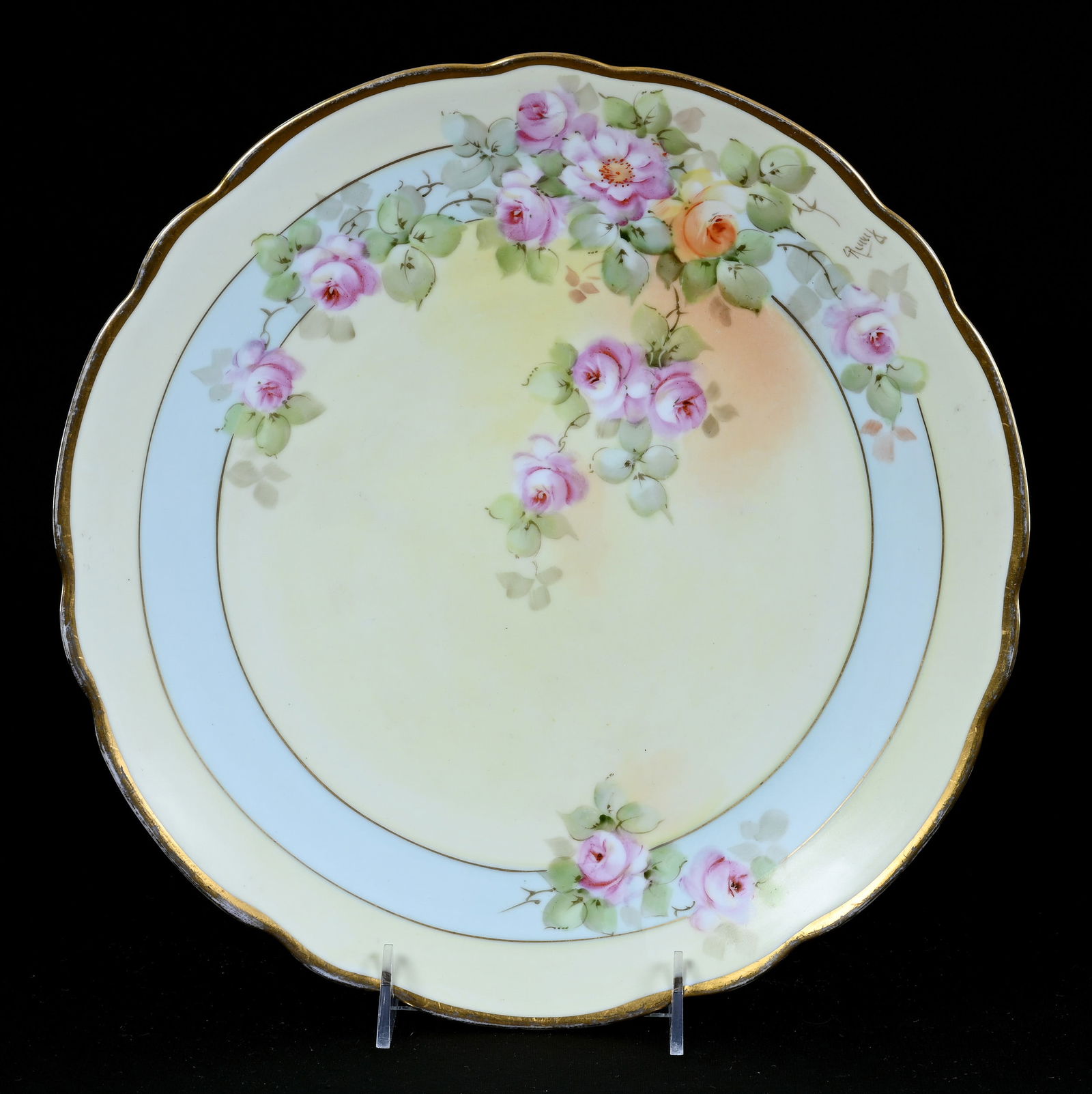 Plate Marked Bavaria, Hand Painted Rose Decor (1 of 3)