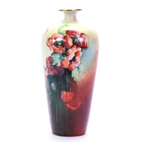 Vase, Marked J.P. Limoges, Poppy Decor