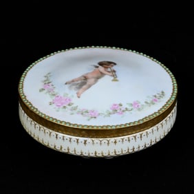 Round Covered Box, Marked Haviland Limoges
