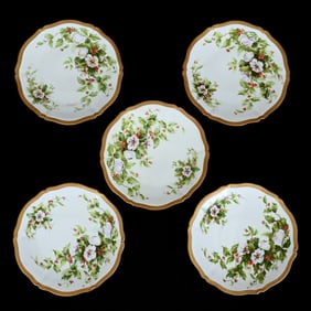 (5) Plates, Marked T&V Limoges, "New Palissy"