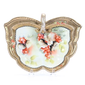 Handled Butterfly Shaped Nappy, Marked Nippon, Hand Painted Currant Decor