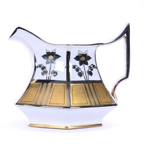Pitcher, Marked Stouffer, Platinum And Gold Floral Design