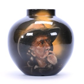 Vase, Contemporary Art Pottery, Portrait Of Buffalo Bill Cody