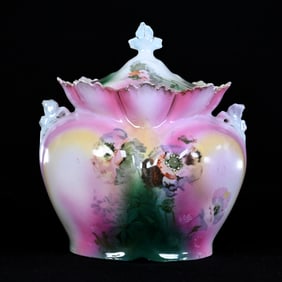 Biscuit Jar, Unmarked R.S. Prussia, Poppy Decor