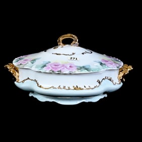 Covered Casserole, Marked Haviland, Pink Rose Decor