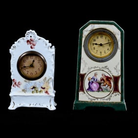 (2) Unmarked Porcelain Desk Clocks