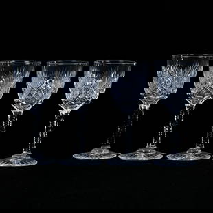 (4) Cordial Stems, American Brilliant Cut Glass, Cross Cut Diamond And Fan Motif: (4) Cordial Stems, American Brilliant Cut Glass, Cross Cut Diamond And Fan Motif, 3.5" x 1.5", Ray Cut Foot, Harold & Louise Alvey, KY.