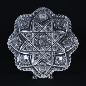 Bowl, American Brilliant Cut Glass, Eight Hobstar Sections