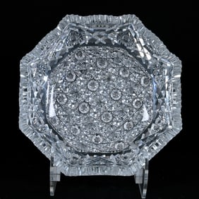 Eight-Sided Bowl, American Brilliant Cut Glass, Hunts Royal Pattern