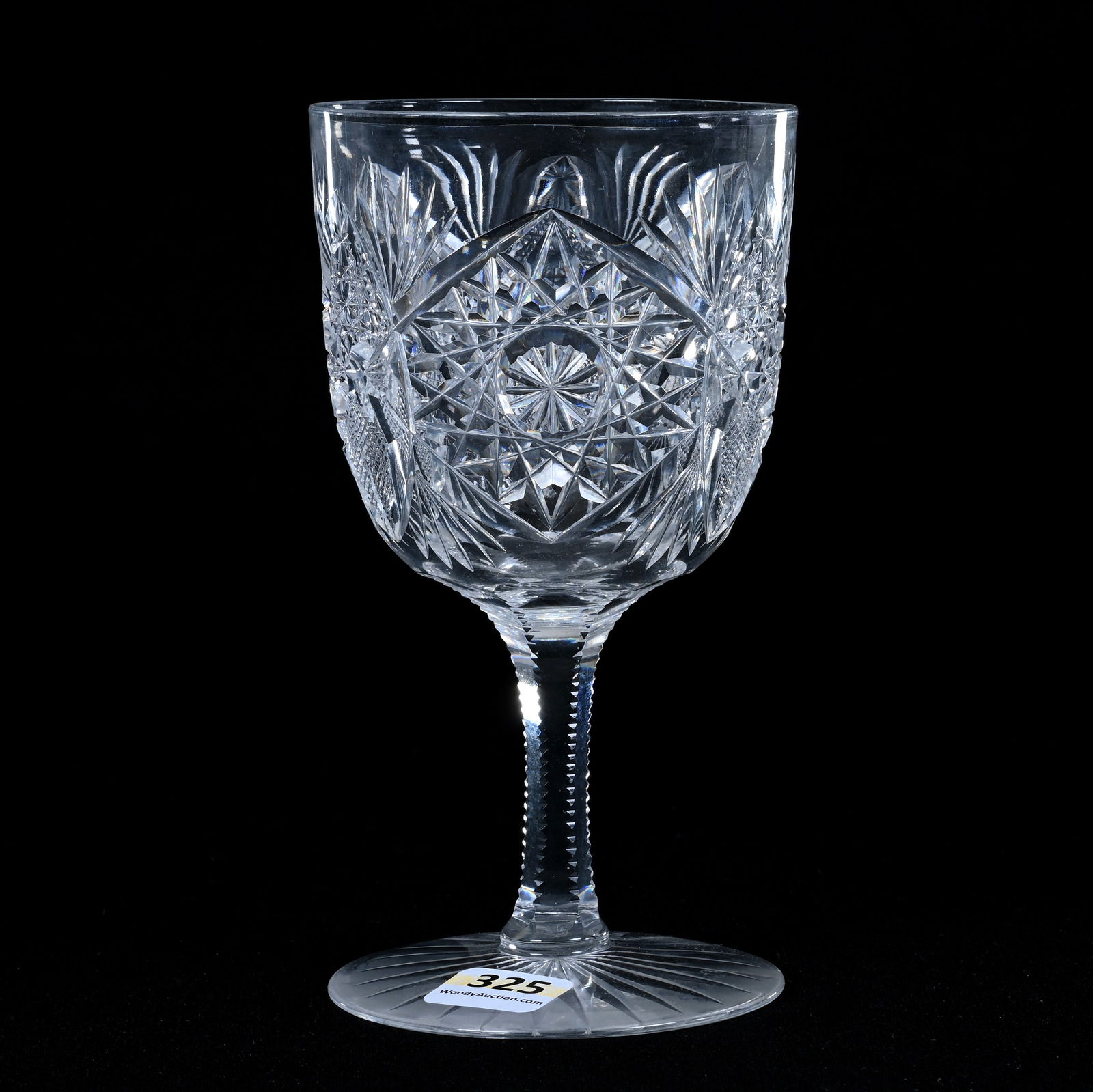 Goblet, American Brilliant Cut Glass, Monarch By J. Hoare: Goblet, American Brilliant Cut Glass, Monarch By J. Hoare, 6" x 3.25", Ray Cut Foot, Harold & Louise Alvey, KY.