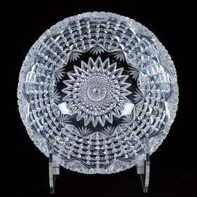Bowl, American Brilliant Cut Glass, Strawberry Diamond And Star Pattern By Clark