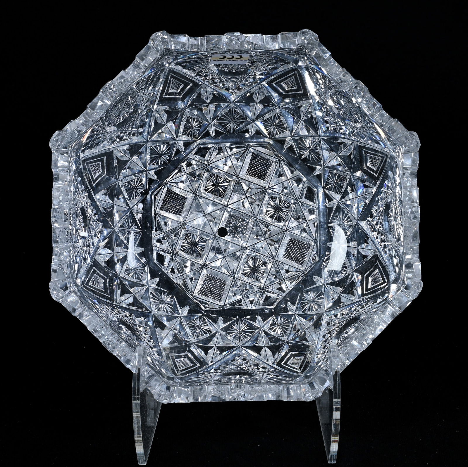 Eight-Sided Bowl, American Brilliant Cut Glass, Signed Clark Prima Donna Pattern (1 of 5)