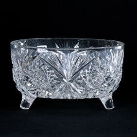Footed Fernery, American Brilliant Cut Glass, Hobstar And Fan Motif