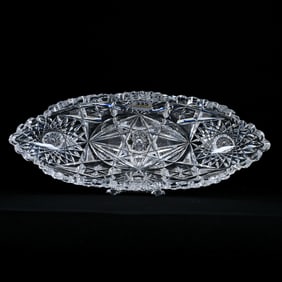 Celery Tray, American Brilliant Cut Glass, Signed Libbey Melrose Pattern