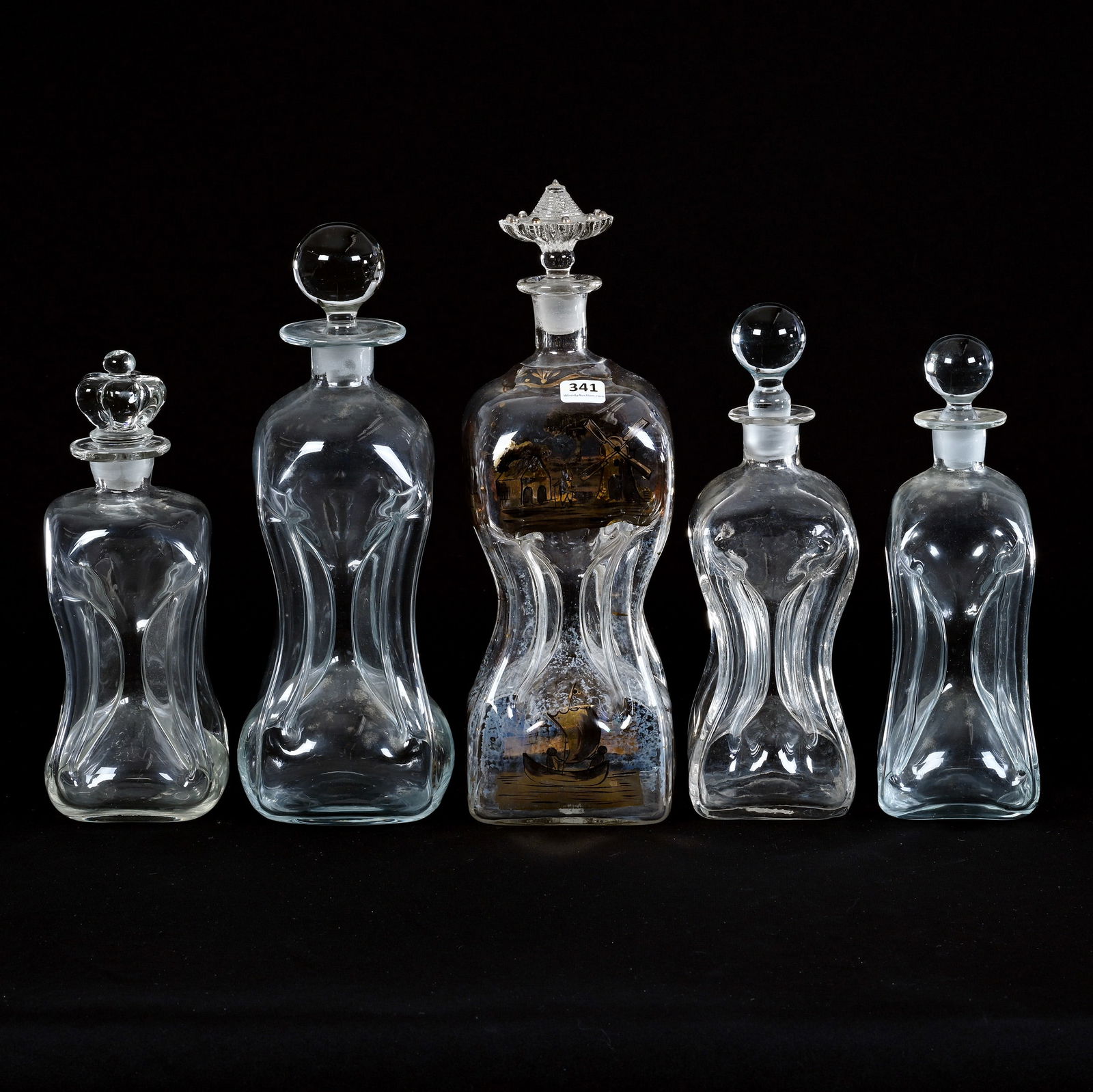 (5) Danish Hand Blown Decanters, Clear Glass (1 of 4)