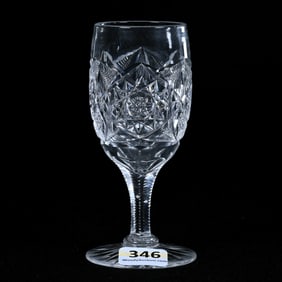 Wine Stem, American Brilliant Cut Glass, Premier Pattern By Bergen
