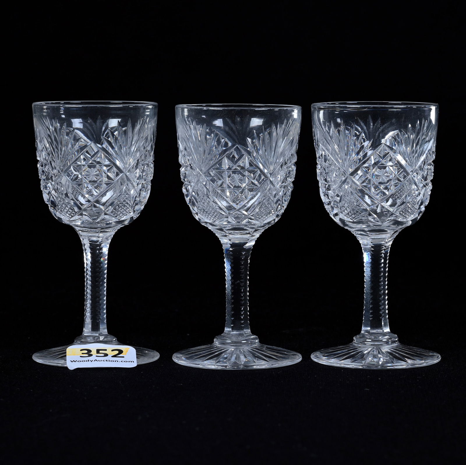 (3) Cordial Stems, American Brilliant Cut Glass, Gladys Pattern By Hawkes (1 of 3)