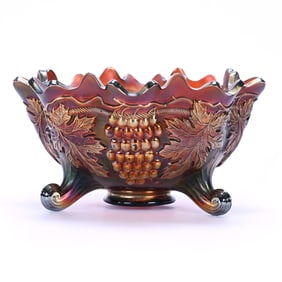 Fruit Bowl, Carnival Glass, Grape And Cable Pattern By Fenton