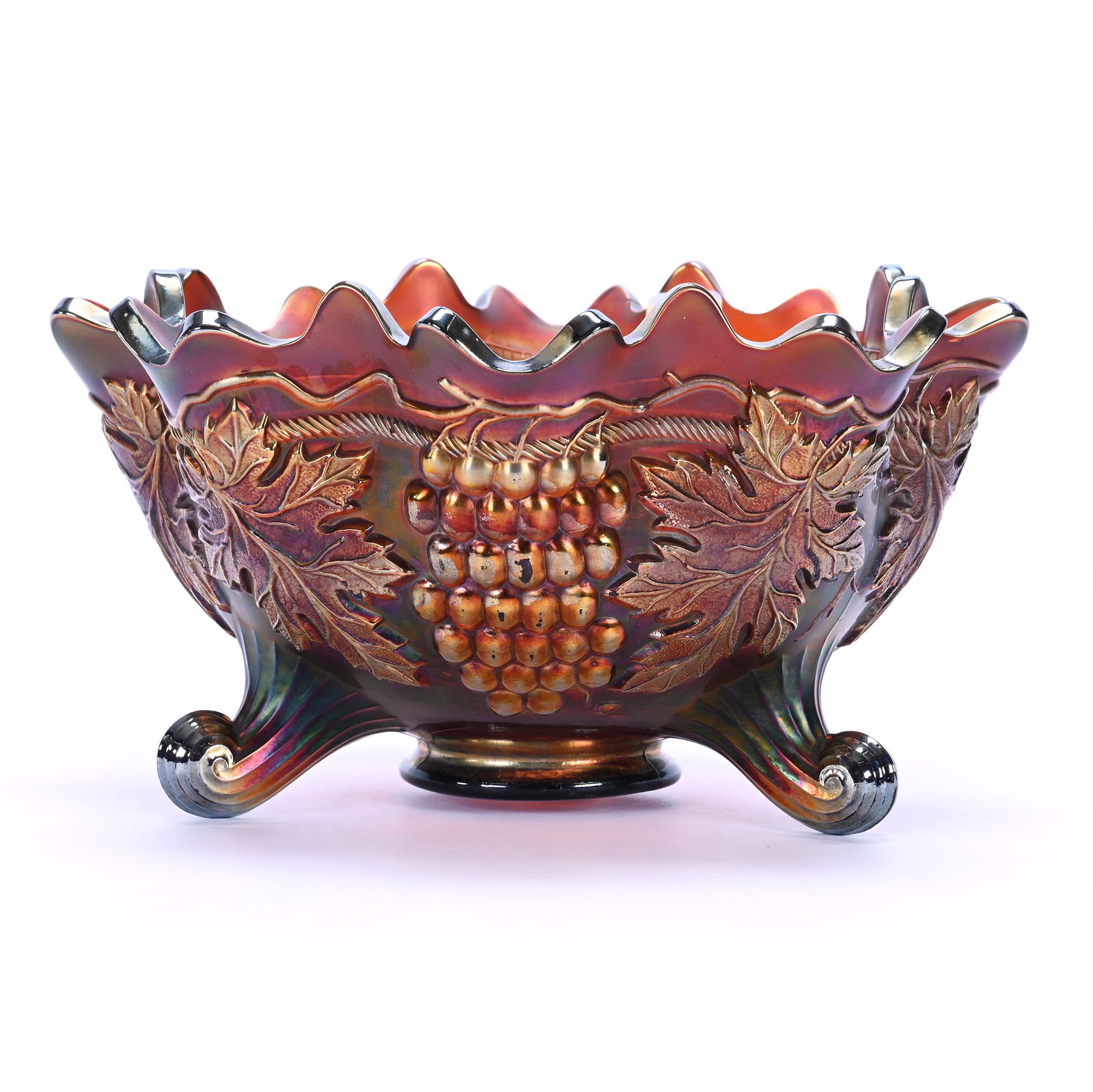 Fruit Bowl, Carnival Glass, Grape And Cable Pattern By Fenton (1 of 6)
