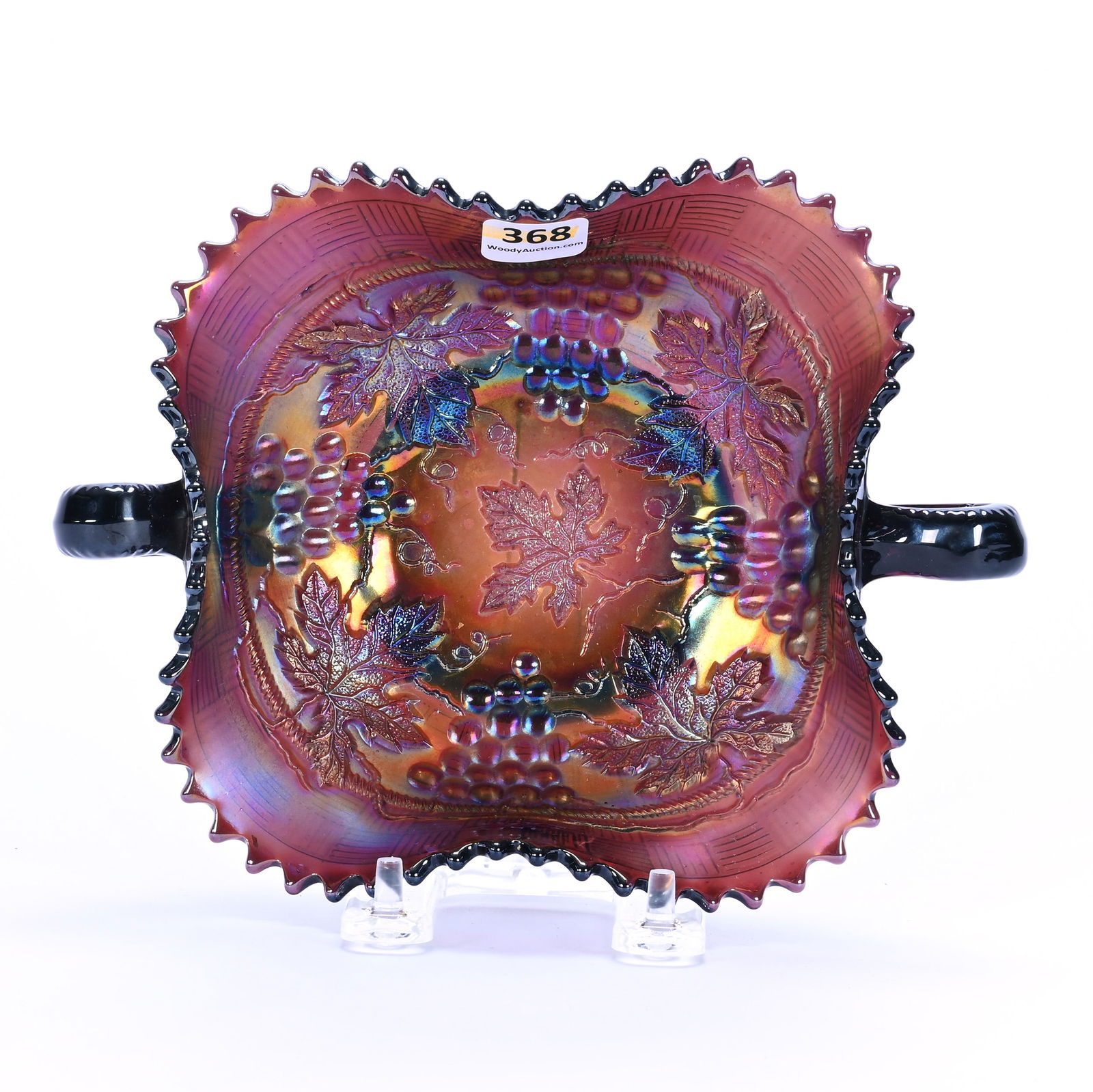 Two-Handled Bonbon, Carnival Glass, Grape And Cable Pattern By Northwood (1 of 2)