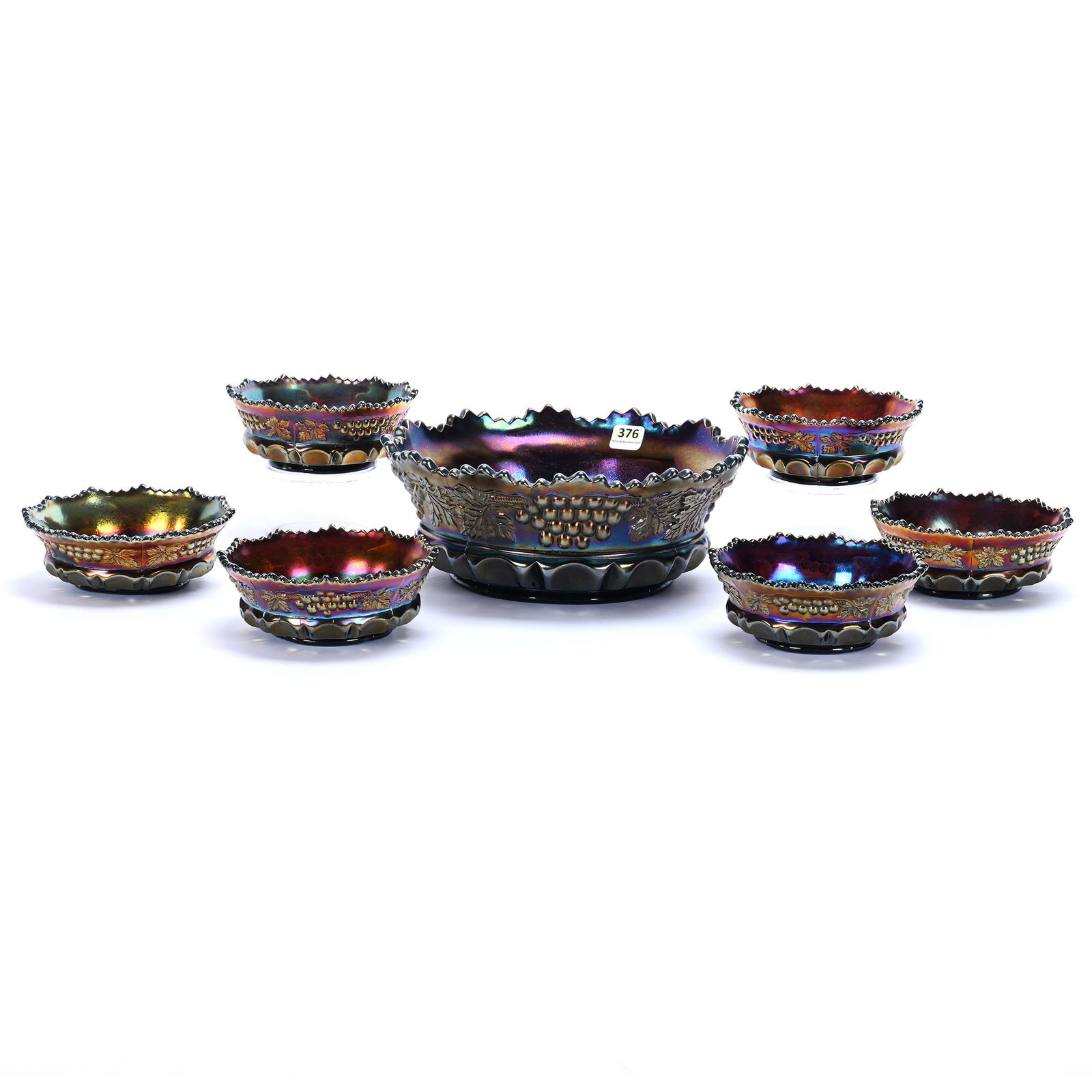 Berry Set, Carnival Glass, Grape And Cable Pattern By Northwood (1 of 4)