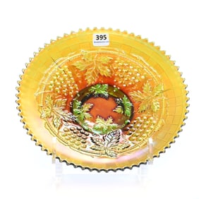Plate, Carnival Glass, Grape And Cable Pattern By Northwood