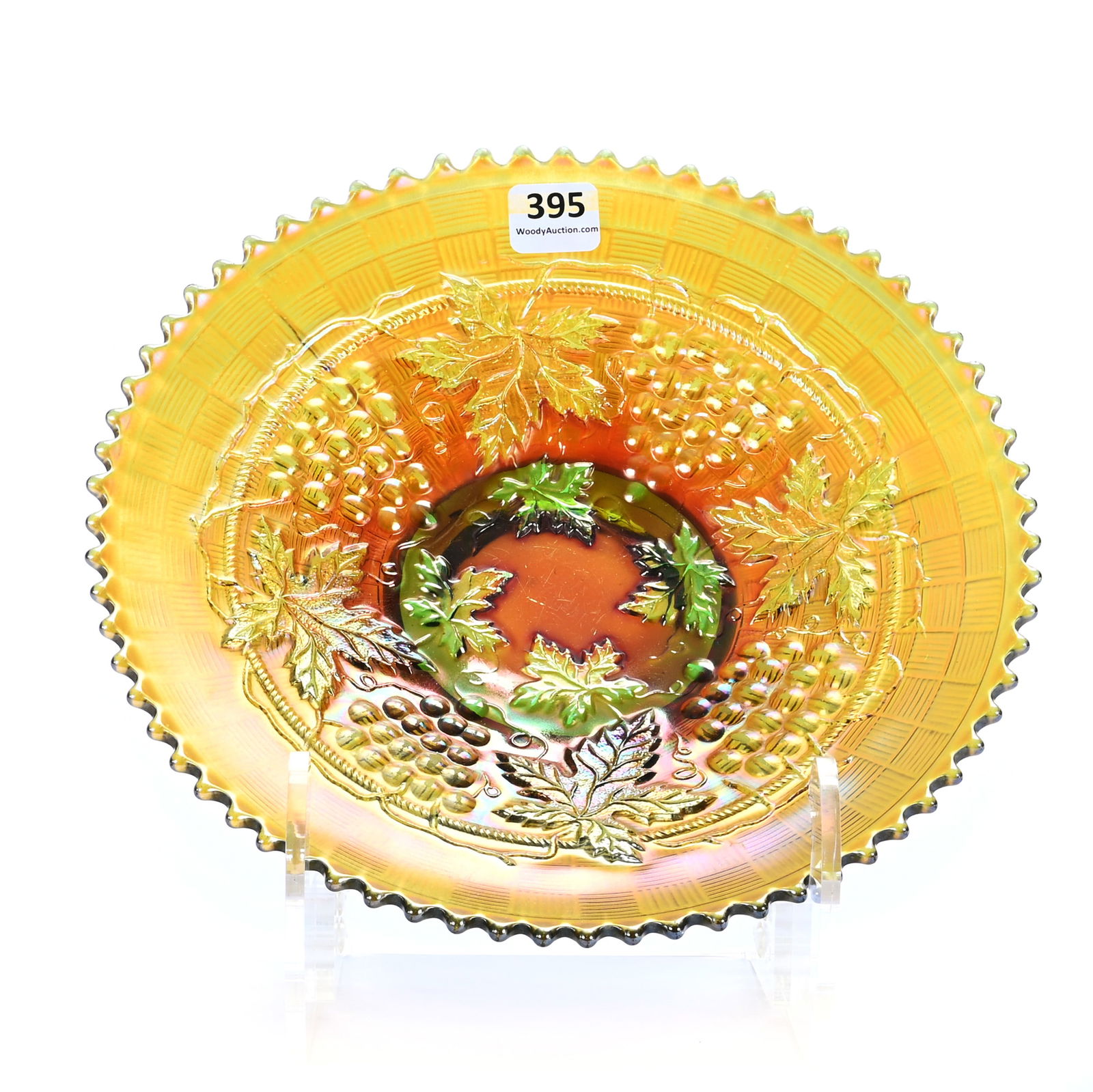 Plate, Carnival Glass, Grape And Cable Pattern By Northwood (1 of 2)