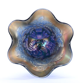 Compote, Carnival Glass, Peacock And Urn By Fenton