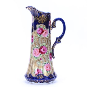 Tankard, Unmarked Nippon, Gold Background With Pink Rose Decor