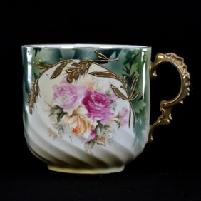 Mustache Cup, Marked R.S. Prussia, Rose Decor