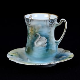 Chocolate Cup And Saucer, Marked R.S. Prussia, Icicle Mold